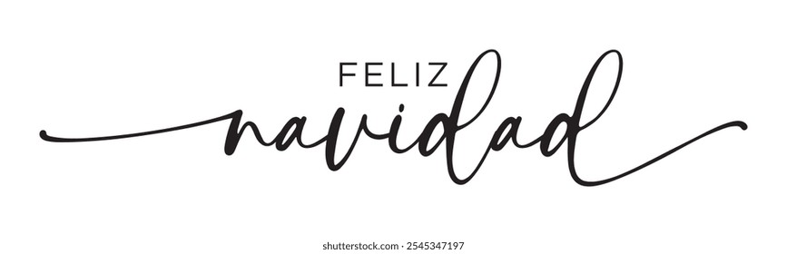 Feliz Navidad - Falando em espanhol para o Feliz Natal. Caligrafia Vetorial de Estilo Contínuo em Plano de Fundo Branco. Perfeito para cartões de saudação modernos, banners e pôsteres