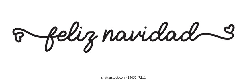 Feliz Navidad - Lettering auf Spanisch für Frohe Weihnachten. Fortlaufende Vektorkalligrafie auf weißem Hintergrund. Perfekt für moderne Grußkarten, Banner und Poster