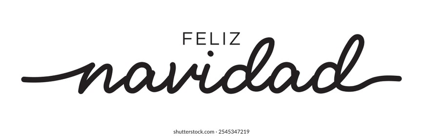 Feliz Navidad - Lettering auf Spanisch für Frohe Weihnachten. Fortlaufende Vektorkalligrafie auf weißem Hintergrund. Perfekt für moderne Grußkarten, Banner und Poster