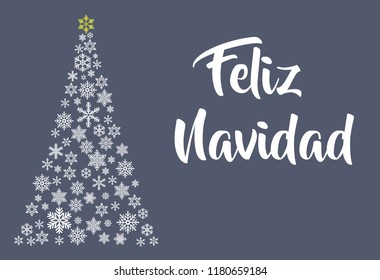 Feliz Navidad lettering template. Greeting card or invitation. Winter holidays related typograph .