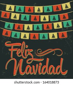 Feliz Navidad - Merry Christmas spanish text - Vector card