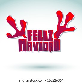 Feliz Navidad - Merry Christmas spanish text - reindeer antlers christmas lettering