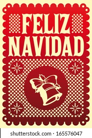 Feliz Navidad - Merry Christmas spanish text - Vector card