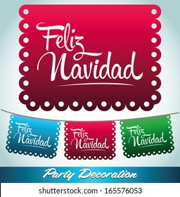 Feliz Navidad - Merry christmas spanish text - holiday vector decoration