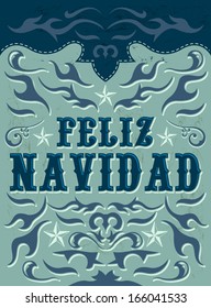 Feliz Navidad - Merry Christmas spanish text - vector - Grunge effects can be easily removed