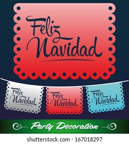 Feliz Navidad - Merry christmas spanish text - holiday vector decoration