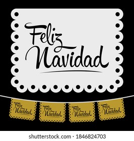 Feliz Navidad, Merry Christmas spanish text vector street decoration.