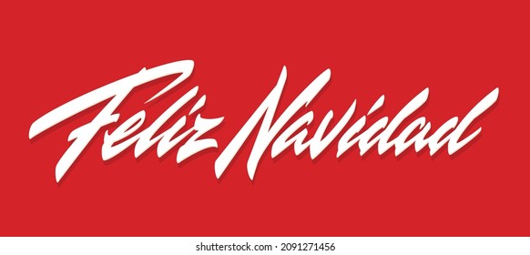 Feliz Navidad - Merry Christmas in Spanish. Vector letterign