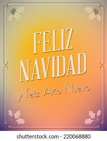 Feliz Navidad - Merry Christmas spanish text - Vector christmas tree