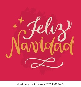 Feliz navidad. Merry Christmas in spanish. Modern hand Lettering. vector.