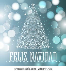 Feliz navidad - Merry Christmas spanish text card - vector fantasy background