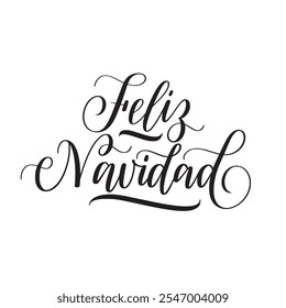 Feliz Navidad. Frohe Weihnachten auf Spanisch. Vektorkalligraphie-Text für Grußkarten, Poster und Winterdesigns. 