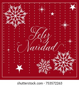 Feliz Navidad (Merry Christmas in Spanish) Snowflakes Composition - Copy Space