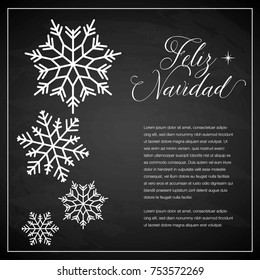 Feliz Navidad (Merry Christmas in Spanish) Snowflakes Composition - Copy Space