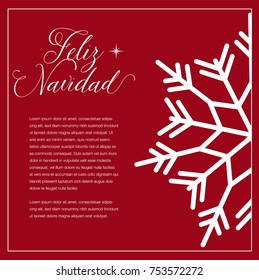 Feliz Navidad (Merry Christmas in Spanish) Snowflake Composition - Copy Space