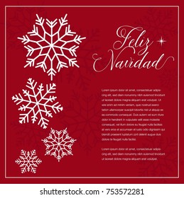 Feliz Navidad (Merry Christmas in Spanish) Snowflakes Composition - Copy Space
