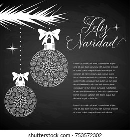 Feliz Navidad (Merry Christmas in Spanish) Snowflakes Composition - Copy Space