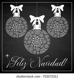 Feliz Navidad (Merry Christmas in Spanish) Snowflakes Composition - Copy Space