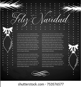 Feliz Navidad (Merry Christmas in Spanish) Traditional Ornaments Composition - Copy Space