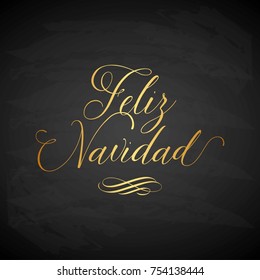 Feliz Navidad (Merry Christmas in Spanish) Golden Wreath Lettering Composition