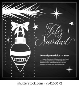 Feliz Navidad (Merry Christmas in Spanish) Traditional Ornaments Composition - Copy Space