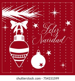 Feliz Navidad (Merry Christmas in Spanish) Christmas Ornaments Composition - Copy Space