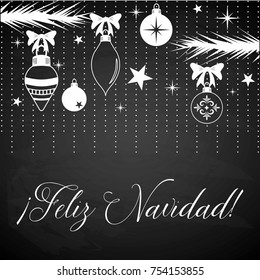Feliz Navidad (Merry Christmas in Spanish) Christmas Ornaments Composition - Copy Space