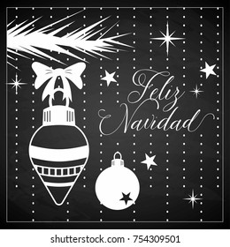 Feliz Navidad (Merry Christmas in Spanish) Christmas Ornaments Composition - Copy Space