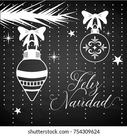 Feliz Navidad (Merry Christmas in Spanish) Christmas Ornaments Composition - Copy Space
