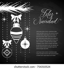 Feliz Navidad (Merry Christmas in Spanish) Christmas Ornaments Composition - Copy Space