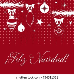 Feliz Navidad (Merry Christmas in Spanish) Christmas Ornaments Composition - Copy Space