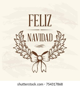 Feliz Navidad (Merry Christmas in Spanish) Vintage Composition - Copy Space