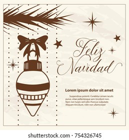 Feliz Navidad (Merry Christmas in Spanish) Vintage Composition  - Copy Space