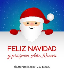 Feliz Navidad - Merry Christmas in Spanish. Concept of Christmas card with decoration. Vector.