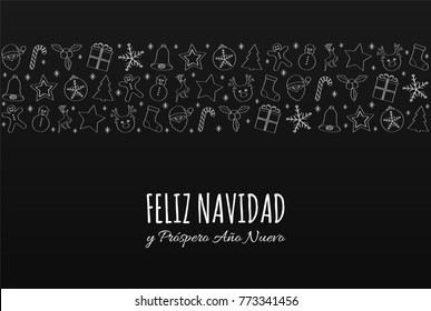 Feliz Navidad - Merry Christmas in Spanish. Christmas decoration. Vector.