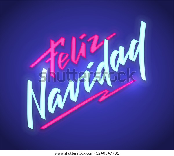 フェリズ ナビダッド スペイン語で聖降誕祭お目出度う ネオンサイン ベクター画像の背景 明るい明るい旗に手書きの文字を持つ ネオンが光る看板 フォトオーバーレイの場合は デコレーション のベクター画像素材 ロイヤリティフリー
