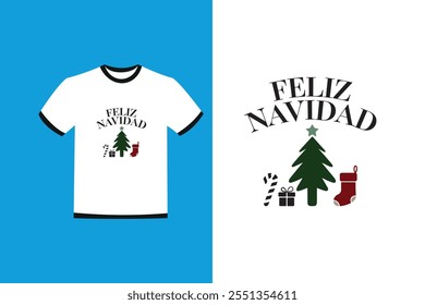 feliz navidad oder fröhliche weihnachten typografie kalligraphie t shirt vektor design illustrationen