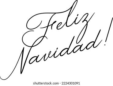 Feliz Navidad. Fröhliche Weihnachtsvektorkalligraphie. Handgeschriebene Inschrift. Handschrift für Winterferien