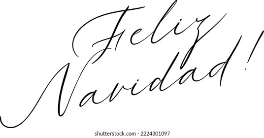 Feliz Navidad. Fröhliche Weihnachtsvektorkalligraphie. Handgeschriebene Inschrift. Handschrift für Winterferien