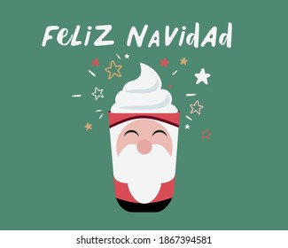 Feliz Navidad (Frohe Weihnachten) schrieb Schreiben. Auf grünem Hintergrund. Vektorgrafik