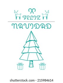Feliz navidad message with illustrations on white background