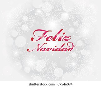 Feliz Navidad Postcard Design with Snowflakes