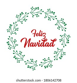 Feliz Navidad quote in Spanish as logo or header. Translated Merry Christmas. Celebration Lettering for poster, card