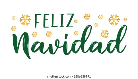 Feliz Navidad zitieren auf Spanisch als Logo oder Header. Übersetzt frohe Weihnachten. Feierabendbrief für Poster, Karte