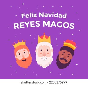 feliz navidad reyes magos Illustration in flachem Design. reyes magos, vektordesign