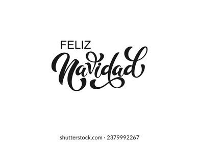 Feliz Navidad spanish Merry Christmas Modern calligraphy lettering on sticker for season greetings. Vector background