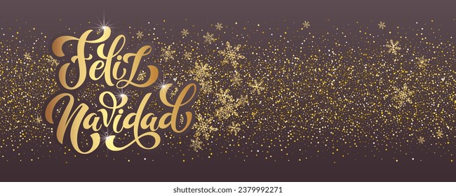 Feliz Navidad spanish Merry Christmas Modern calligraphy lettering on sticker for season greetings. Vector background