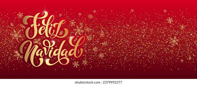 Feliz Navidad spanish Merry Christmas Modern calligraphy lettering on sticker for season greetings. Vector background