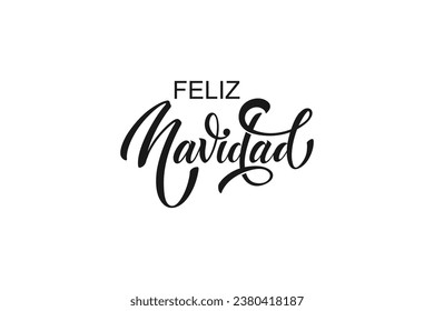 Feliz Navidad spanish Merry Christmas Modern calligraphy lettering on sticker for season greetings. Vector background