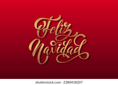 Feliz Navidad spanisch Frohe Weihnachten Moderne Kalligrafieschrift auf Aufkleber für Jahreszeiten Grüße. Vektorhintergrund